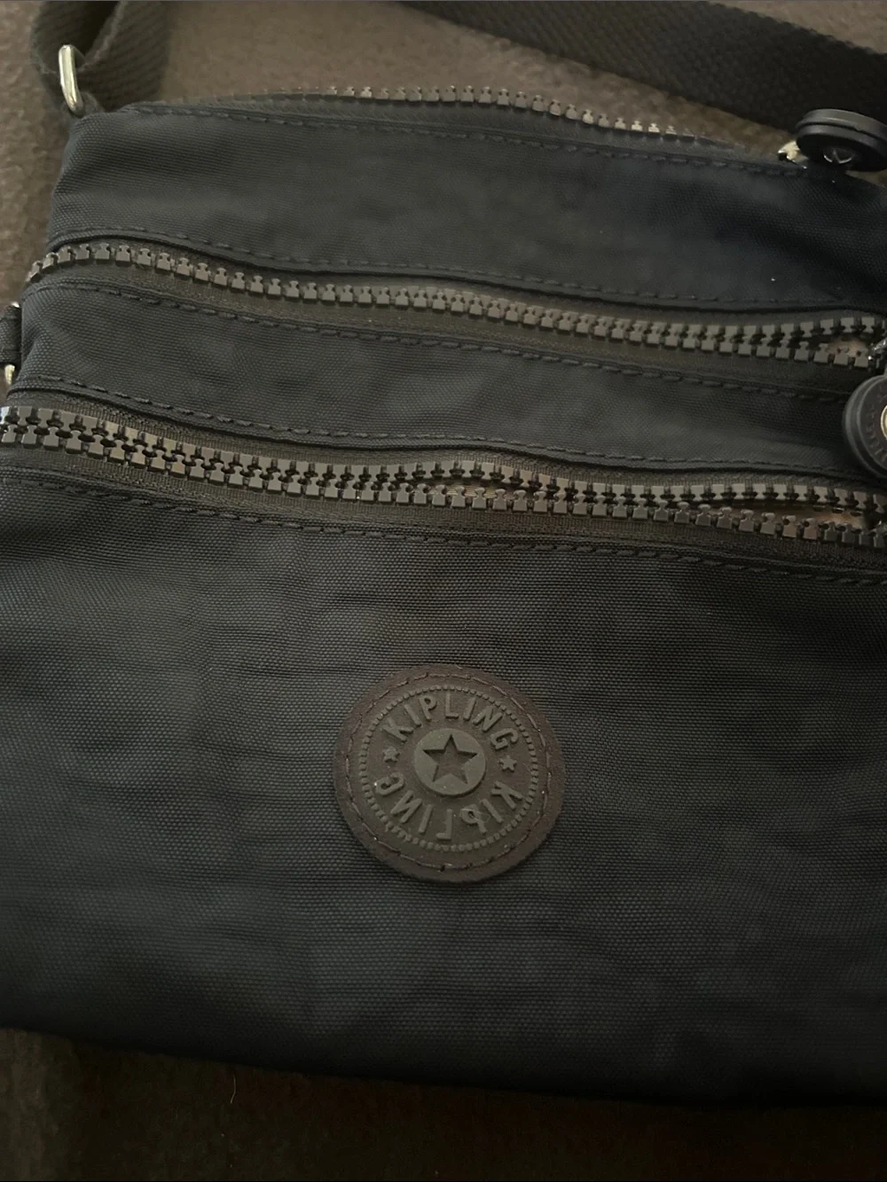 Kipling Black Compact Crossbody with Triple Zip Pockets